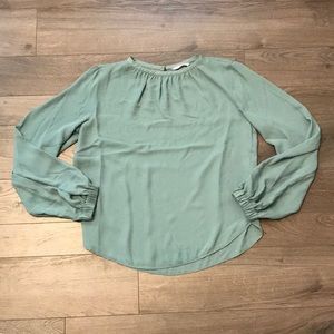 H&M Green Long-Sleeve Blouse w/ Flowy Sleeves (S)